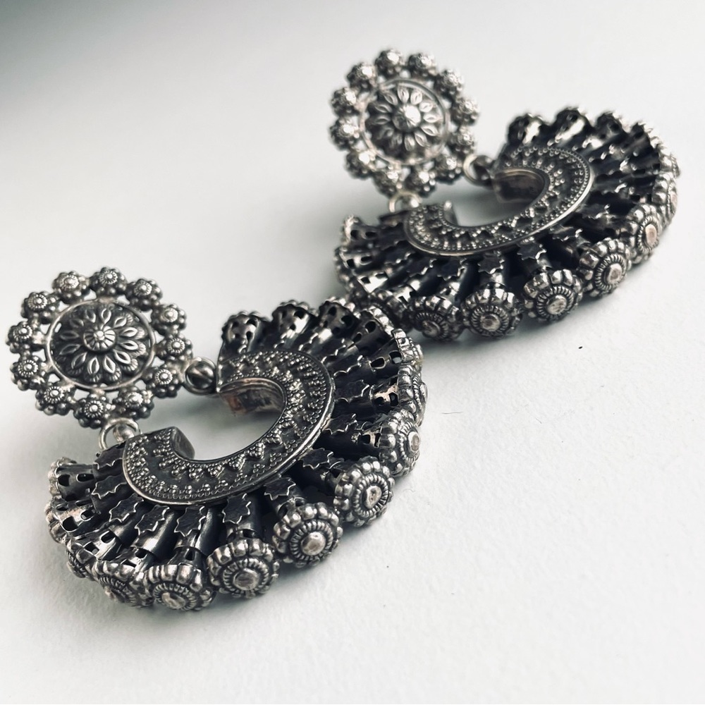 Vintage sterling silver 925 India Ethnic Traditional Bohemian Earrings